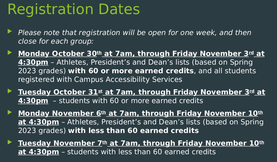 2023 Reg Dates